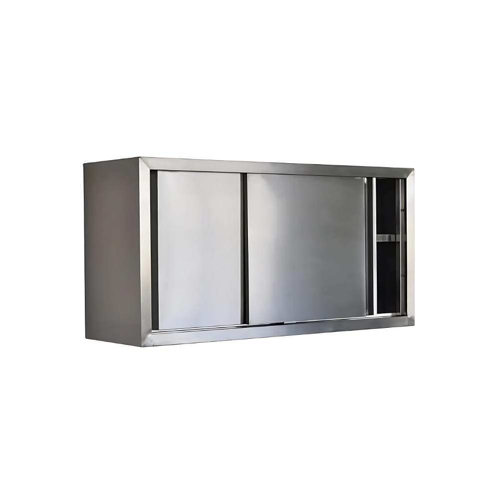 SS WALL CABINET WITH SLIDING DOOR ONE MIDDLE SHELF CABINET MADE BY 1.2 MM THK MIDDLE SHELF AND DOORS 1 MM THK