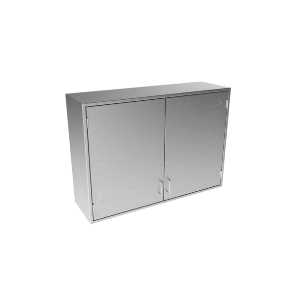 SS WALL CABINET WITH HINGE DOOR ONE MIDDLE SHELF CABINET MADE BY 1.2 MM THK MIDDLE SHELF AND DOORS 1 MM THK
