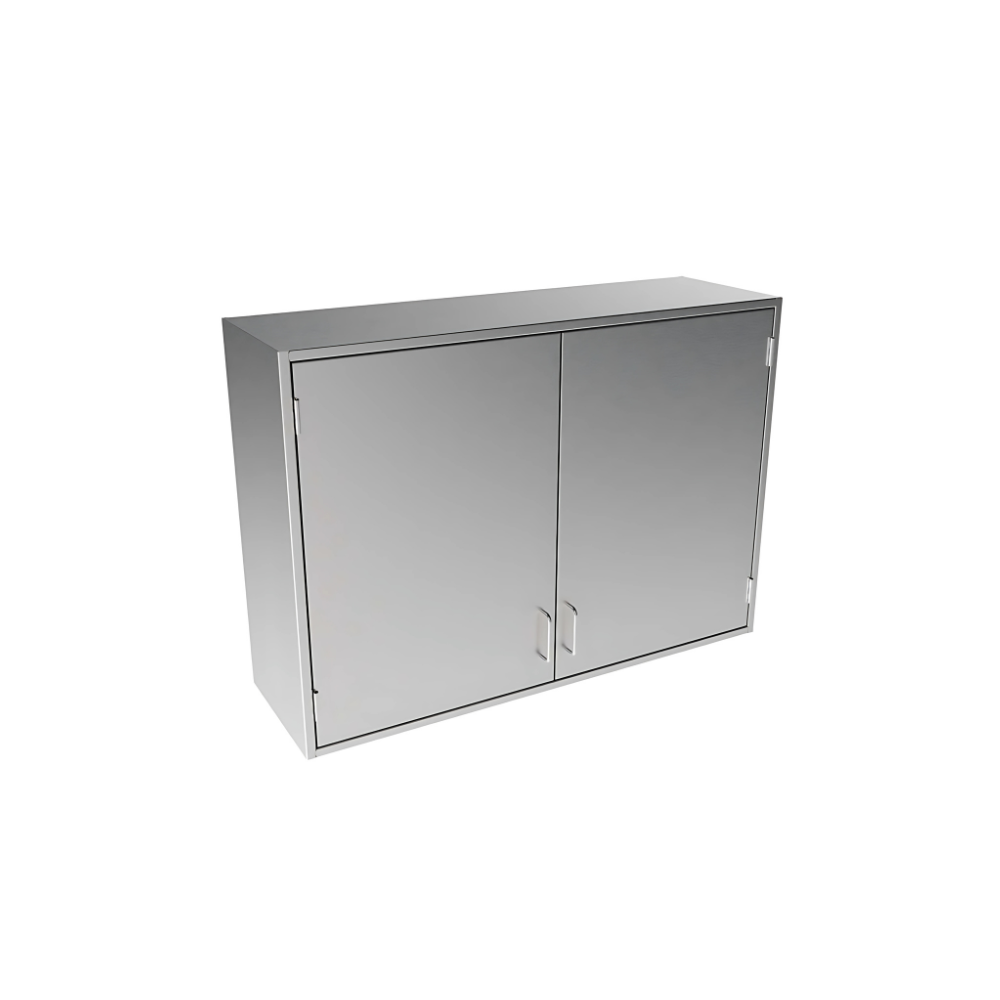 SS WALL CABINET WITH HINGE DOOR ONE MIDDLE SHELF CABINET MADE BY 1.2 MM THK MIDDLE SHELF AND DOORS 1 MM THK